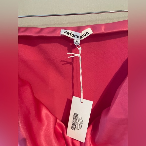 Reformation Nevaeh Satin Strapless Gown Flambé Pink Size XL NWT - Picture 6 of 10